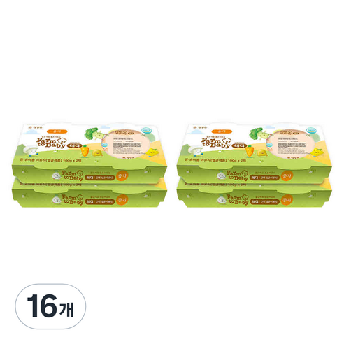 팜투베이비 레디 실온이유식 중기 7~8개월 F세트, 미역채소두부죽, 100g, 16개