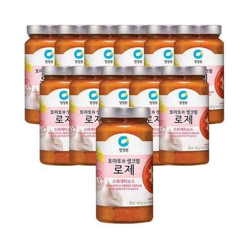 청정원 토마토와생크림 로제 스파게티소스, 600g, 12개