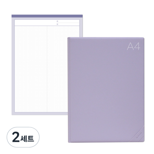 데얼스 도큐먼트 파일홀더 A4 + 노트패드 A4, 라벤더, 2세트