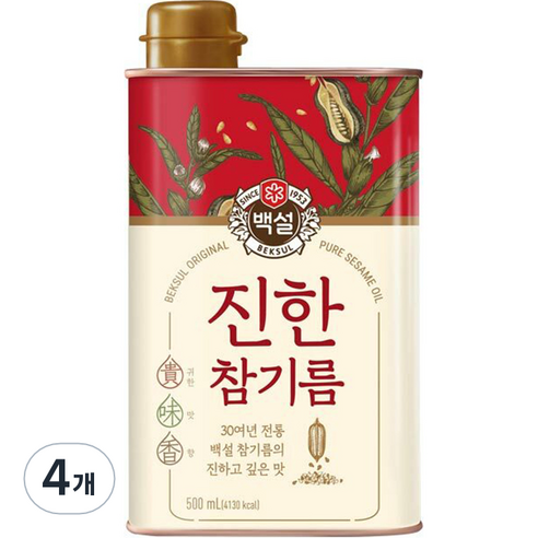 백설 진한 참기름, 500ml, 4개