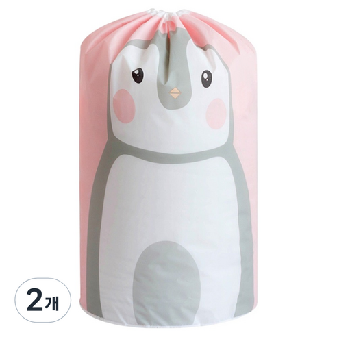 withWIN PEVA 옷 의류 이불 보관주머니, 핑크펭귄, 2개