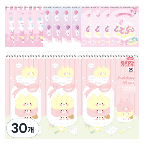 펜피아 1000 무선 여아용 종합장, 랜덤 발송, 30개