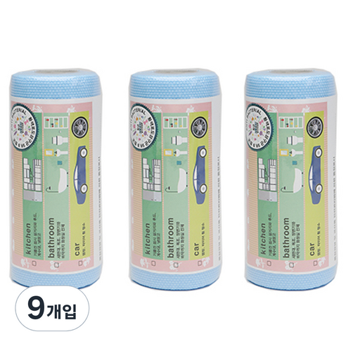 닥터데일리 다용도 향균 일회용수세미 롤타입 블루, 30개, 9개