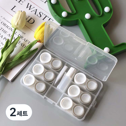 렌즈케이스 6p + 투명 정리함 세트, 그레이, 2세트