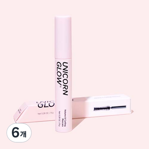 유니콘글로우 볼륨 x 컬 마스카라 8g, 6개, 블랙