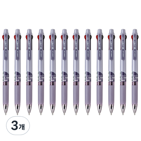 라인플러스 M3 3색볼펜 0.7mm 12p, 다크퍼플, 3개