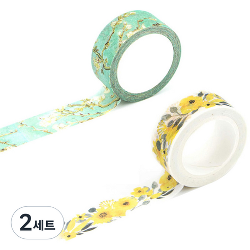라이프포인트 내츄럴 일러스트 마스킹 테이프 01황매화 세트, 01황매화, 06아몬드나무, 2세트
