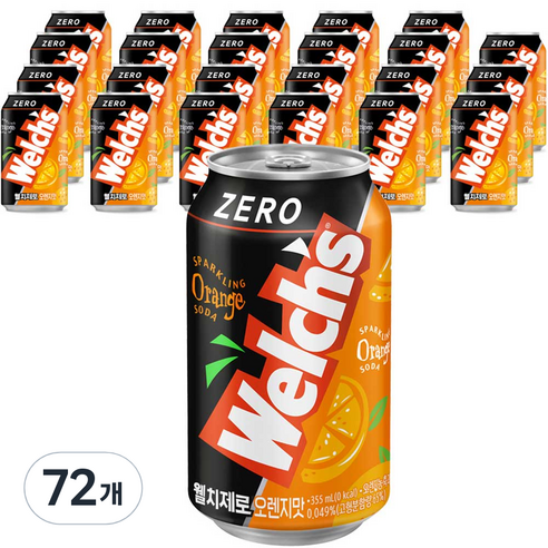 웰치 제로 오렌지맛, 355ml, 72개