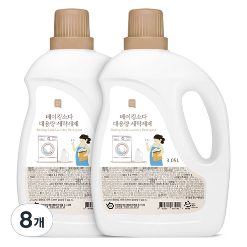 쉼표365 베이킹소다 세탁 액상세제 본품, 3.05L, 8개
