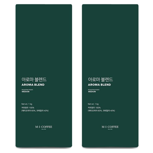 엠아이커피 아로마 블렌드 커피, 홀빈(분쇄안함), 1kg, 2개