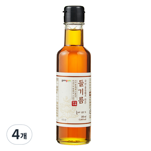 곰곰 국산 통들깨로 만든 들기름, 180ml, 4개
