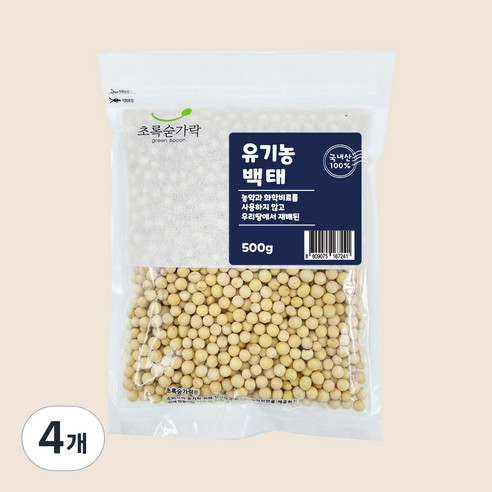 초록숟가락 유기농 백태, 500g, 4개