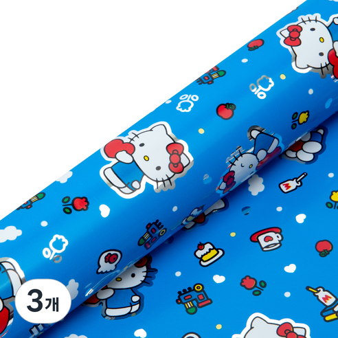 산리오 헬로키티 메탈롤 포장지 중, 블루, 3개