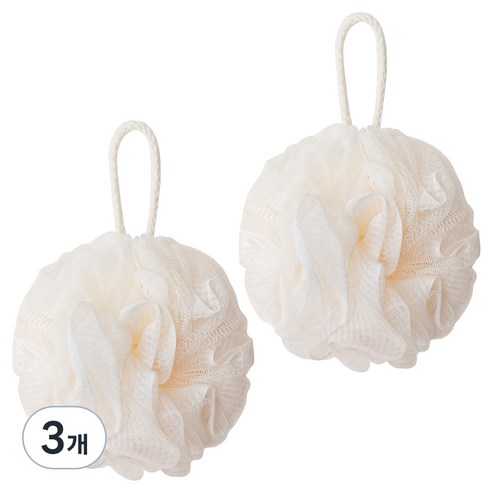 페르노엘 촘촘하고 부드러운 걸이형 버블 샤워볼 세트, 아이보리, 2개입, 3개