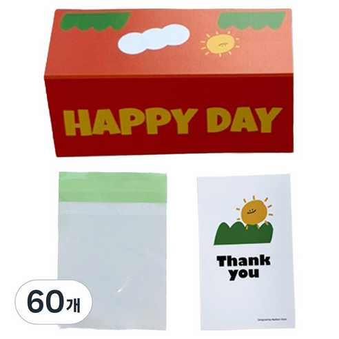 마커스스토어 알록달록 해피데이 헤더택 포장 중, 오렌지, 60개