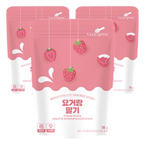 리틀스푼 동결건조 요거트 스낵 요거랑 딸기, 딸기맛, 16g, 3개