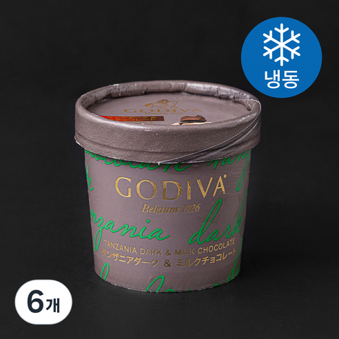 고디바 탄자니아 다크 앤 밀크초콜릿 아이스크림 (냉동), 6개, 125ml