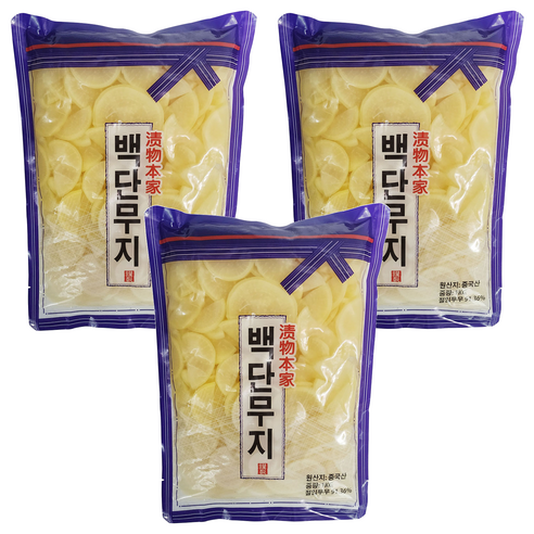 토호식품 백단무지 슬라이스, 1kg, 3개