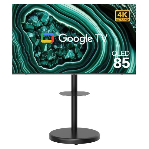 와이드뷰 4K UHD QLED 블랙에디션 구글 스마트TV + 대형 삼탠바이미 블랙 스탠드 세트, 215cm(85인치), EKW851QA(블랙), 이동형 스탠드, 방문설치