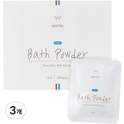 웜리 유아용 인펀트 배스 파우더 퓨어 라이스 밀크 레시피 30p, 150ml, 3개