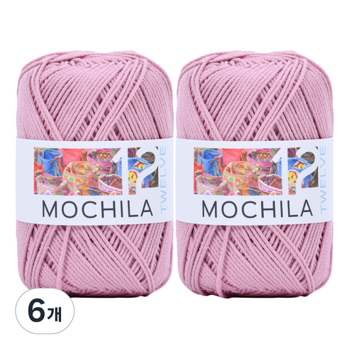 니뜨 모칠라 뜨개실 50g + 코튼라벨 세트, 인디핑크, 6개