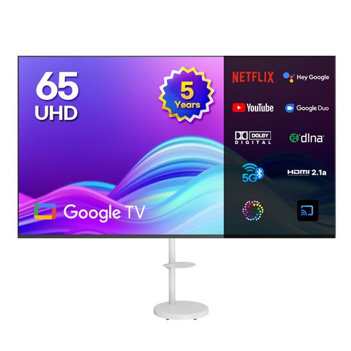 이노스 5년 무상AS 4K UHD 구글 ZERO EDITION TV + 대형 삼탠바이미 티비 스탠드 삼텐바이미 TV 거치대 FS-30 화이트 세트, 164cm(65인치), G65 ZERO EDITION, 방문설치