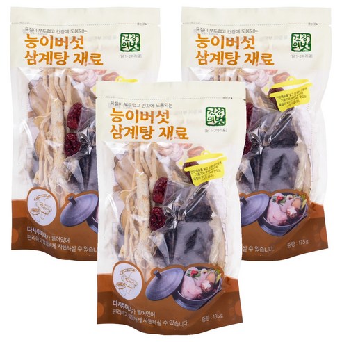 건강의벗 능이버섯 삼계탕 재료, 135g, 3개