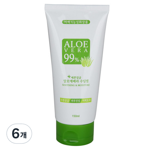 웰빙헬스팜 예쁜얼굴 알로에베라 튜브형 수딩젤, 150ml, 6개