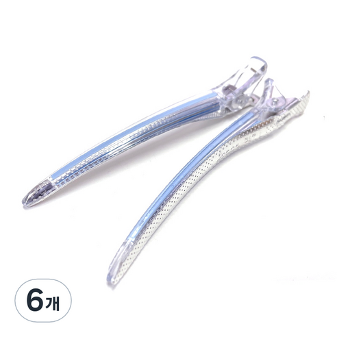 다카라 크리스탈 헤어클립 대 120mm, 6개, 투명 + 파랑