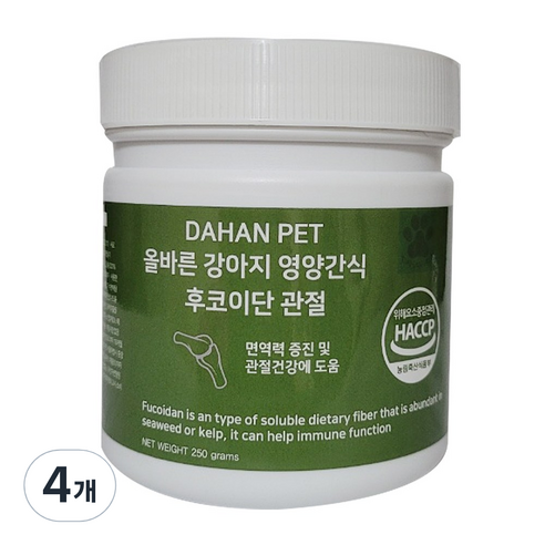 다한 강아지 후코이단 영양제, 뼈/관절강화, 4개