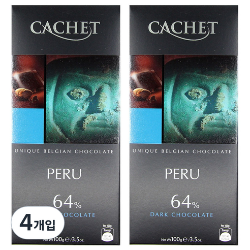 까쉐 페루 다크 초콜릿, 100g, 4개