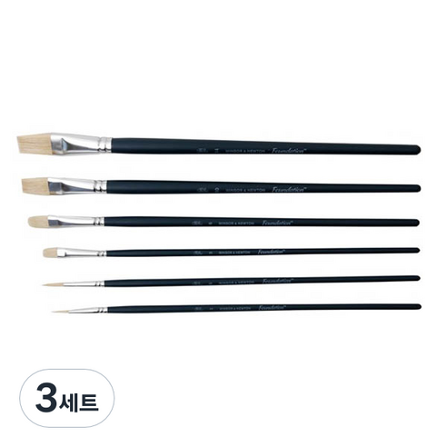 윈저앤뉴튼 유화붓 화운데이션 6p 세트 WI5295026, Round(3호, 6호), Flat(10호, 14호), Filbert(3호, 6호), 3세트