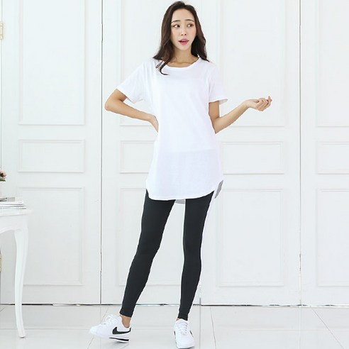 토마토팩토리 여성용 레이어드 반팔 롱티셔츠