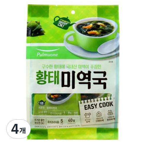 풀무원 황태미역국, 40g, 4개