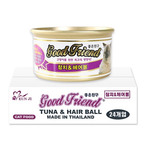 굿프랜드 고양이 캔 85 g 생선, 참치 + 헤어볼 혼합맛, 24개입