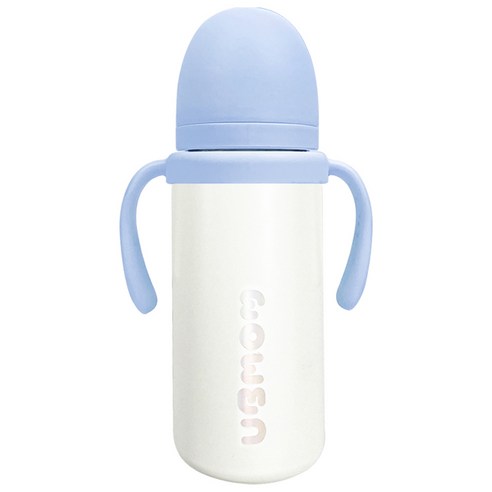 유비맘 유아용 시그니처 보온보냉 스테인리스 빨대컵 330ml, 바다 블루, 1개
