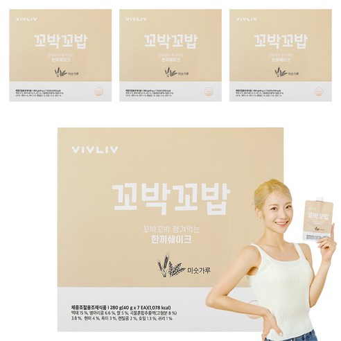 비브리브 꼬박꼬밥 한 끼 쉐이크 미숫가루, 280g, 4개