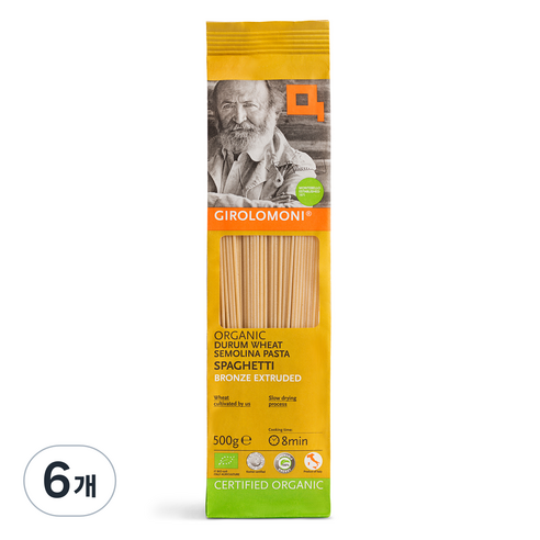 지롤로모니 유기농 파스타 스파게티, 500g, 6개