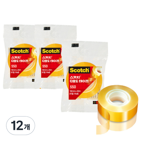 쓰리엠 스카치 다용도 테이프 550 18mm x 20m, 12개