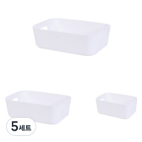 피피홈리빙 다용도 수납박스 펜트리 정리함 3종 세트, 화이트, 5세트