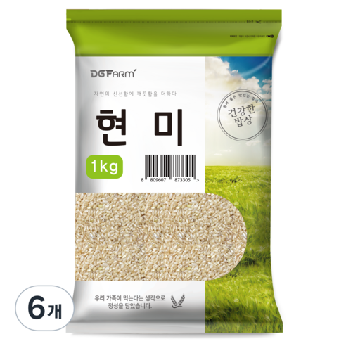 건강한밥상 국산 현미, 1kg, 6개