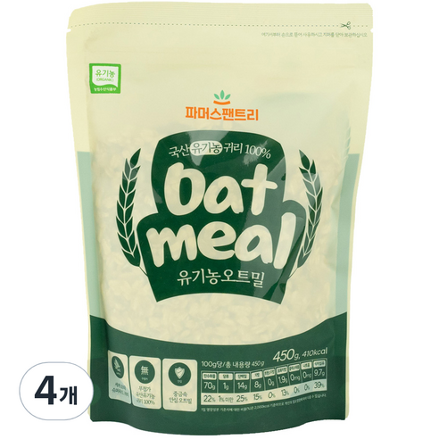 파머스팬트리 유기농 오트밀, 450g, 4개