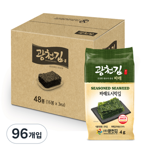 광천김 파래 도시락김, 4g, 96개