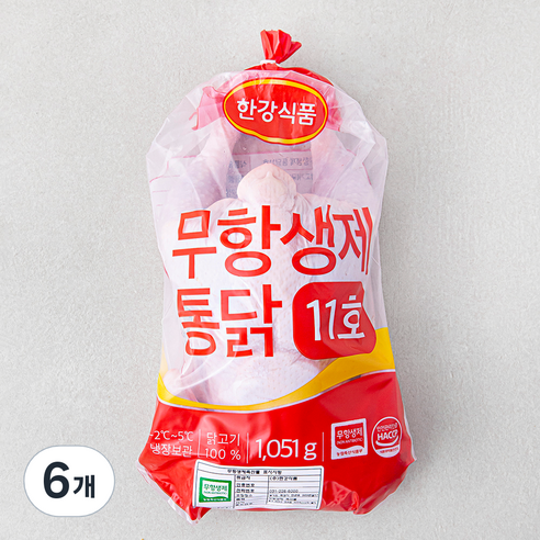 한강식품 무항생제 인증 통닭 11호, 1.051kg, 6개