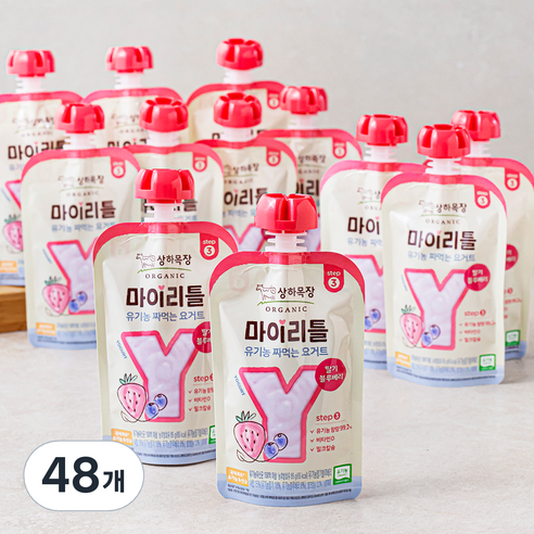 상하목장 유기농 인증 마이리틀 짜먹는 요구르트 딸기블루베리, 85g, 1개입, 48개