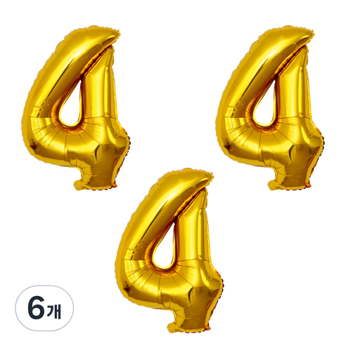 숫자 풍선 대 4, 골드, 6개