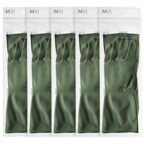 생활공작소 라텍스 고무장갑 양손 세트 일반형, 파스텔핑크, 중(M), 5개