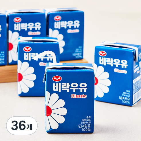 비락 클래식 우유, 36개, 200ml
