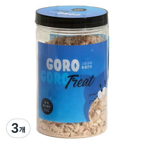 gorogoro 반려동물 미니큐브 트릿 동결건조간식, 3개, 60g, 북어