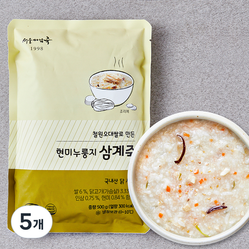 서울마님죽 현미누룽지삼계죽, 500g, 5개